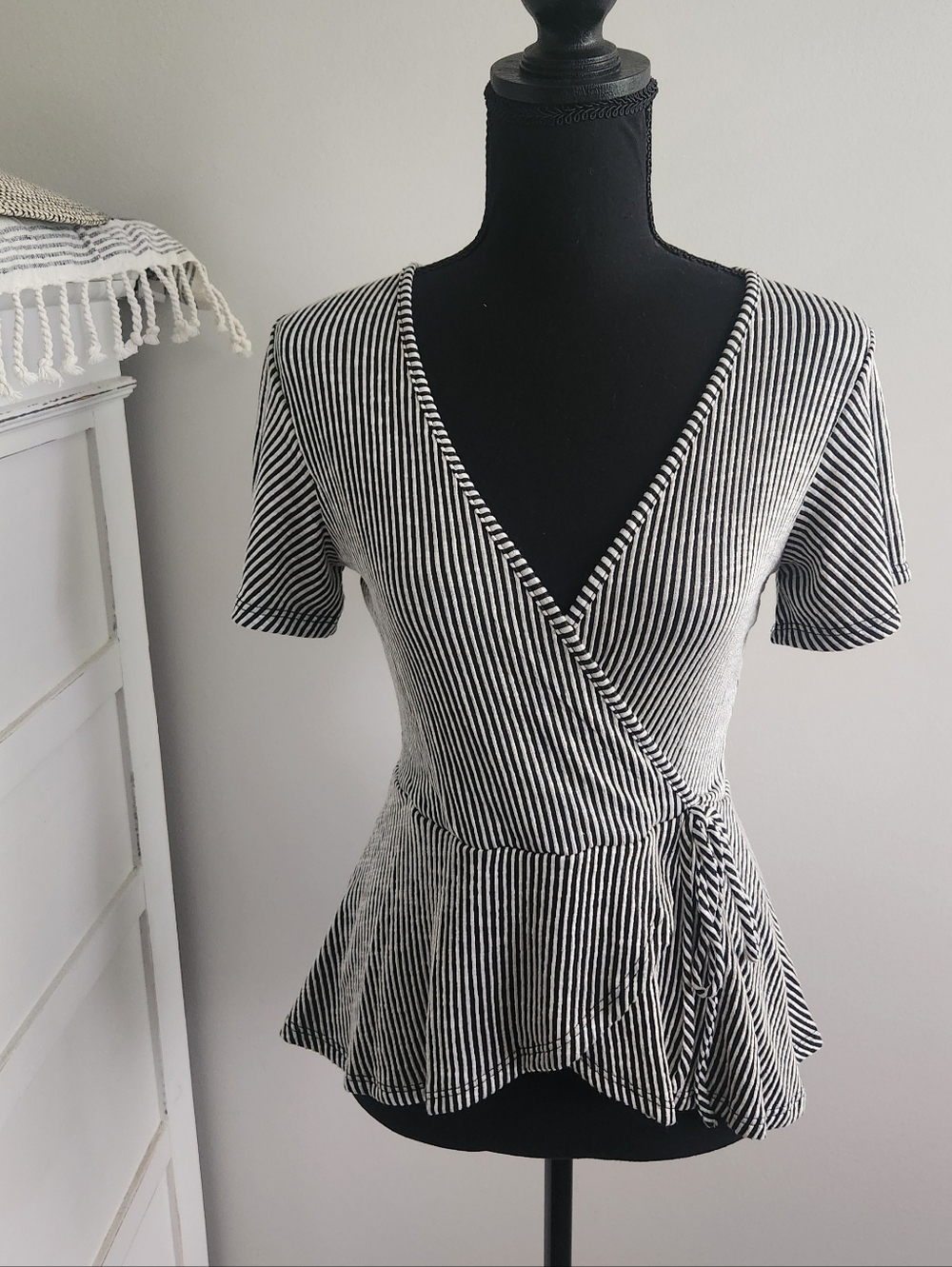 URBAN OUTFITTERS CAUTION TO THE WIND FAUX WRAP BLOUSE